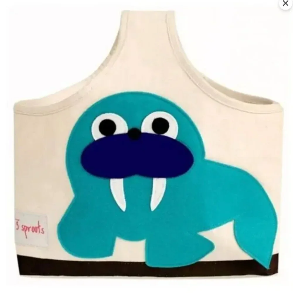 3 Sprouts Walrus Cotton Canvas Nursery Storage Caddy Bag‎